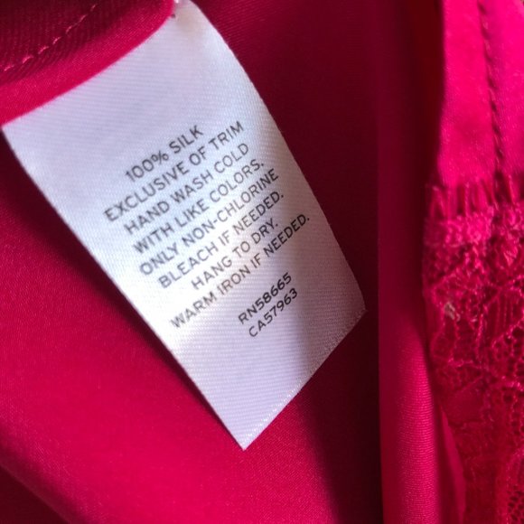 NWOT New 100% Silk Pink Red Lace Criss Cross Chemise Negligee Full Slip Dress M - Picture 17 of 17